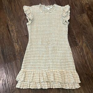 Veronica Beard Cici Smocked Ruffle Trim Dress Gingham Multicolor